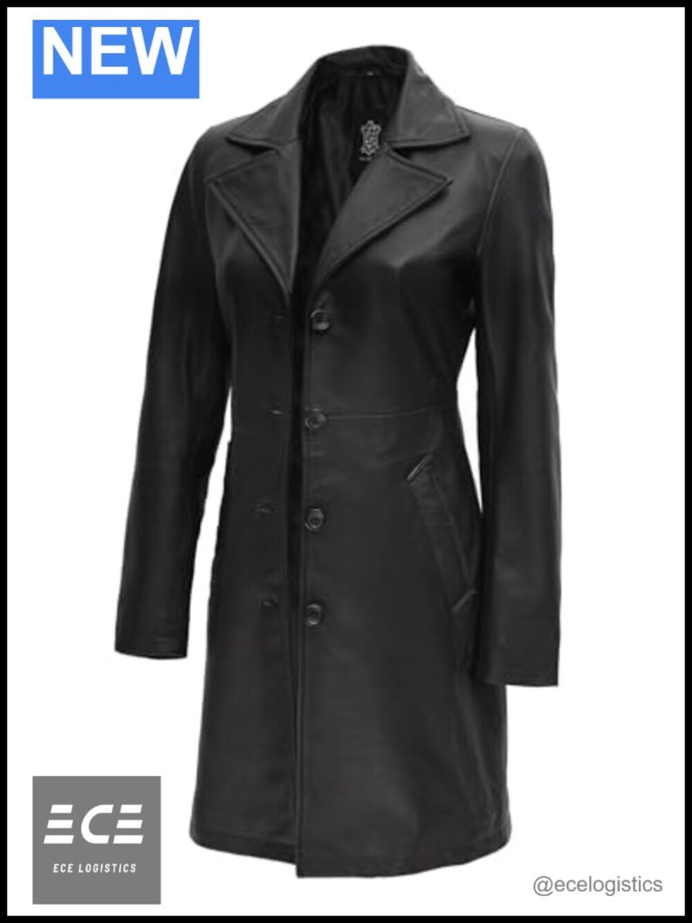100% Real Lambskin Leather Car Coat Women Long Jacket Button Closure